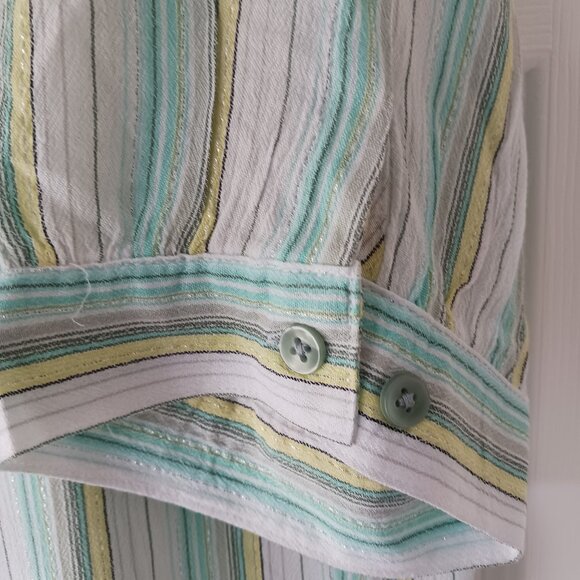 NWT Northern Reflections Womens White Size Large Short Sleeve Blouse Striped - Picture 4 of 8